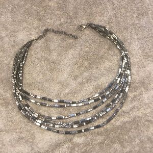 Multi strand beaded necklace silver